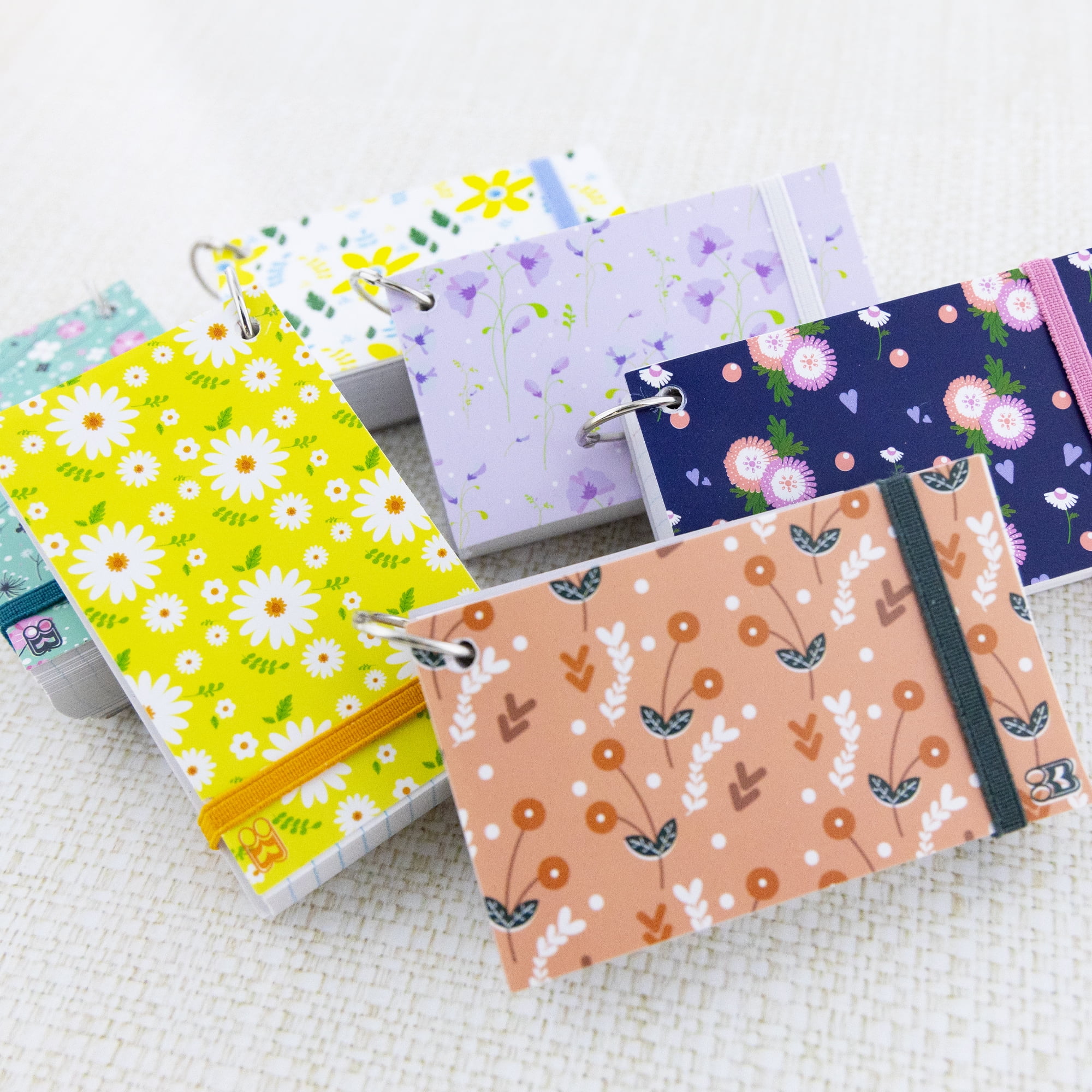 BAZIC Ruled White Index Cards Fashion Poly Cover w/ Ring 3" X 5", 100 Count, Cute Floral Cover, 6-Pack