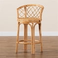 thumbnail image 3 of Pemberly Row Modern Bohemian Natural Brown Rattan Counter Stool, 3 of 11