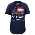 thumbnail image 4 of Men's 250th Anniversary Patriotic Baseball Jersey 1776-2026 America Flag Short Sleeve Button Down Tops Casual Vintage Printed Shirts 2026 Navy S, 4 of 4