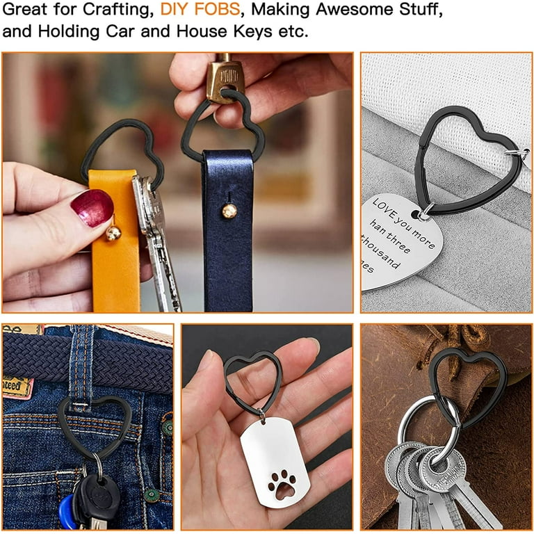 Wholesale CRASPIRE 40PCS Key Rings Black Round Keychain Rings Heart Shape  Metal Flat Split Rings Chain Connector for Car Keys Attachment DIY  Leathercraft 