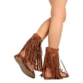 thumbnail image 3 of New Women Miss L Bewitch PU Open Toe Studded Mid Calf Hanging Fringe Sandal, 3 of 3