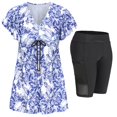 thumbnail image 1 of Gibobby Conjunto de Bañador Sexy Traje de baño dividido de mujer conservadora con estampado delgado(Azul,CH), 1 of 4