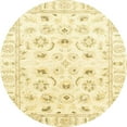 thumbnail image 1 of Ahgly Company Tapis Rond Intérieur Abstrait Chrome Or Jaune Oriental, 3 Pieds Rond, 1 of 6