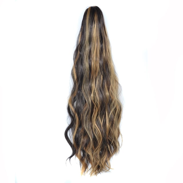 QUYUON Extensions de Cheveux à Clip Droit pour Femmes Perruques Longues Aspect Naturel Postiche pour Femmes Extensions de Queue de Cheval Clips Synthétiques Type de Cheveux Q1106