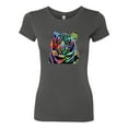 thumbnail image 2 of Cool Rainbow Neon Trippy Jungle Tiger Eyes Animal Lover Womens Slim Fit Junior Tee, Dark Grey, Small, 2 of 3