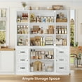 thumbnail image 3 of Hiphuta 63" Wide Large Kitchen Pantry Cabinet with Glass Door, 74" Tall Kitchen Storage Cabinet with 6 Drawers, Farmhouse kitchen Hutch for Kitchen Dining Room, White, 3 of 7