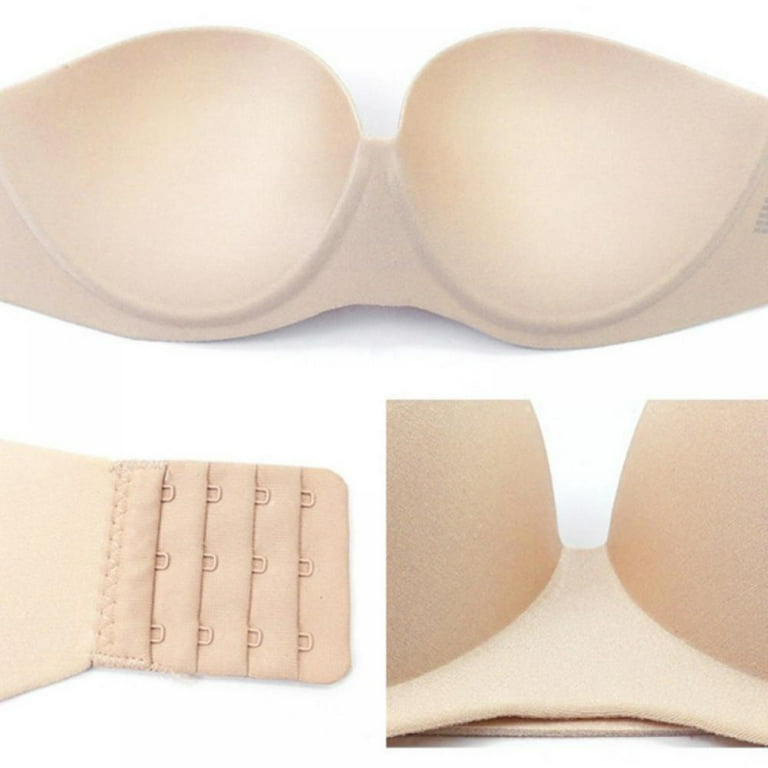 Women Strapless Bra with Clear Strap and Clear Back Straps Push up Padded  Underwire Multiway Convertible Non Slip 