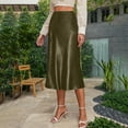 thumbnail image 4 of Mqqzkk Womens Summer Elegant Skirts Satin Elastic High Waisted Warp Party Long Skirt 2025, 4 of 9