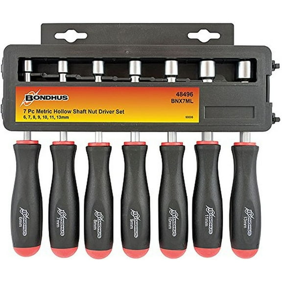 Bondhus 48496 Hollow Shaft Nut Driver Set, 7 Piece