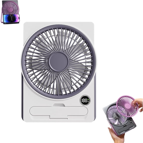 Slim USB Rechargeable Card Fan – Portable Desk Fan with 180° Tilt, 6 Speeds, Powerful Breeze, Folding Design for Bedroom, Office & Travel(RL White 1 PC)