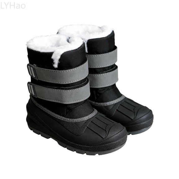 LYHao Winter Kids Boots Insulated Warm Fleece Lined Non Slip Outdoor Shoes For Girls And Boys Toddler Children ,Girls Boots Sizes 5 Black(8-12 Months)
