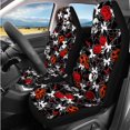 thumbnail image 4 of XYZCANDO Pumpkin Skull 14 Pcs Auto Seat Covers Full Set Steering Wheel Cover Center Console Pad Seat Belt Covers Headrest Covers Cup Coasters for Most Cars SUVs Sedans, 4 of 7