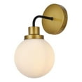 thumbnail image 3 of Hanson 1 light bath sconce in black with brass with frosted shade, 3 of 5