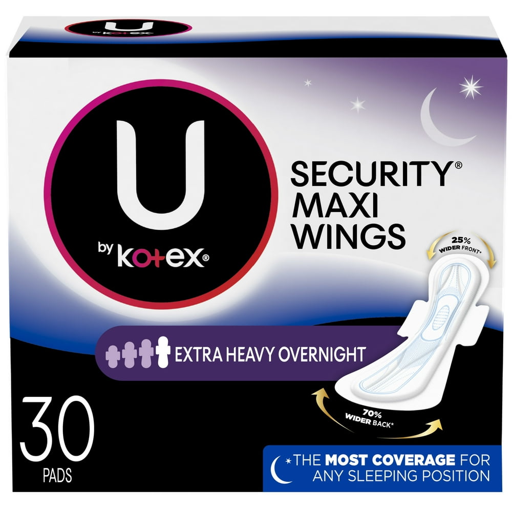 U by Kotex Security Maxi Feminine Pads with Wings, Extra Heavy