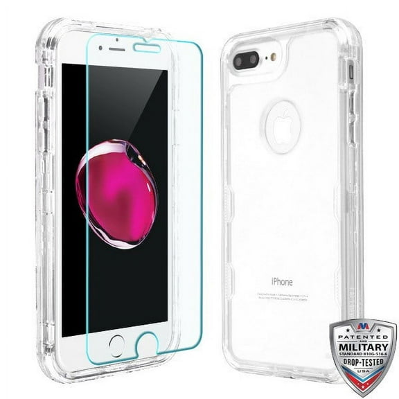 Xpression Apple iPhone 8 Plus iPhone 7 Plus iPhone 6/6S Plus - Phone Case Tuff Hybrid Armor Shockproof Impact Rubber Hard Protective Cover   Screen Protector Transparent Case