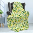 thumbnail image 4 of Lemons Soft Flannel Fleece Throw Blanket, Blooming Lemon Flowers on Tree Branches with Buds and Ripe Fruits, Cozy Plush for Indoor and Outdoor Use, 50" x 70", Pale Yellow Fern Green, by Ambesonne, 4 of 5