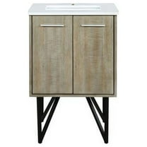 Lexora  24 in. Lancy Bathroom Vanity, White Quartz Top & White Square Sink, Rustic Acacia
