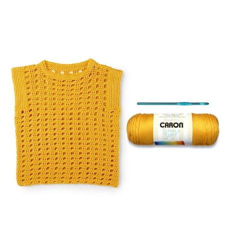 Caron Hello, Yellow! Top Crochet Kit, 4 Pieces