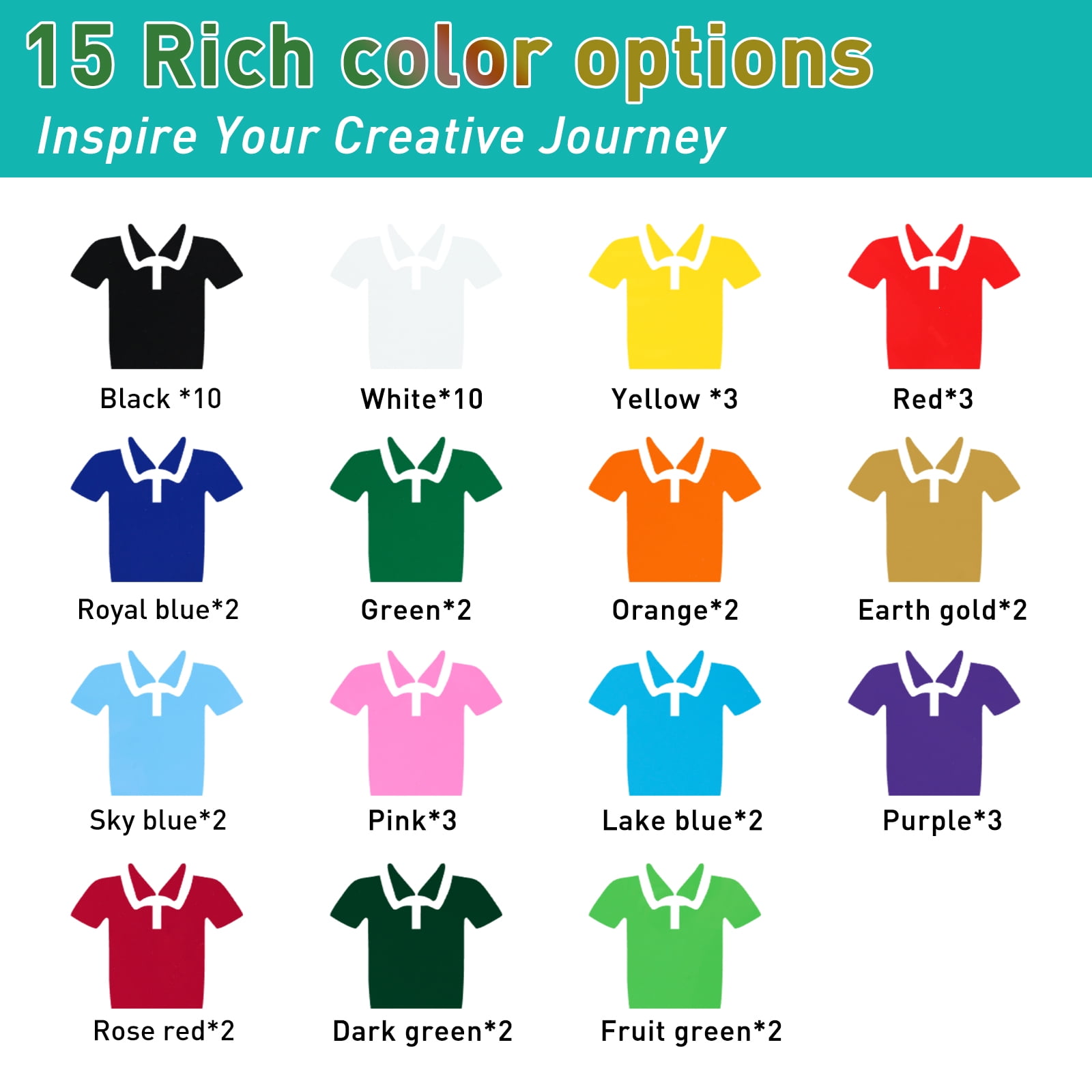Lya Vinyl Heat Transfer Vinyl Bundle, New 50 pack 12" x 8" Iron on for Cricut,Cameo Machines, for DIY, Clothes, Shoes, Pillows