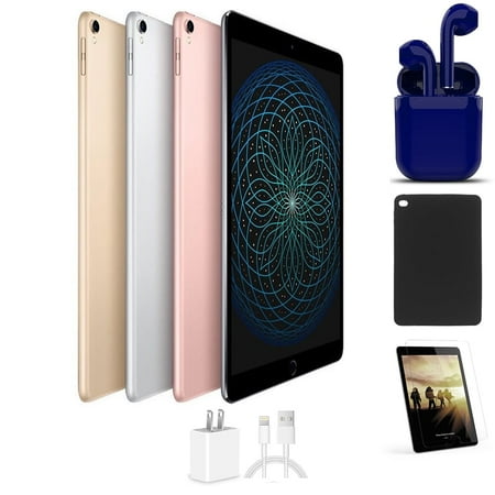 Open Box Apple iPad Pro 10.5-inch | 256GB | Wi-Fi Only | Bundle: Case, Pre-Installed Tempered Glass, USA Essentials Wireless Bluetooth Airbuds, Stylus Pen, Rapid Charger | Space Gray/Silver