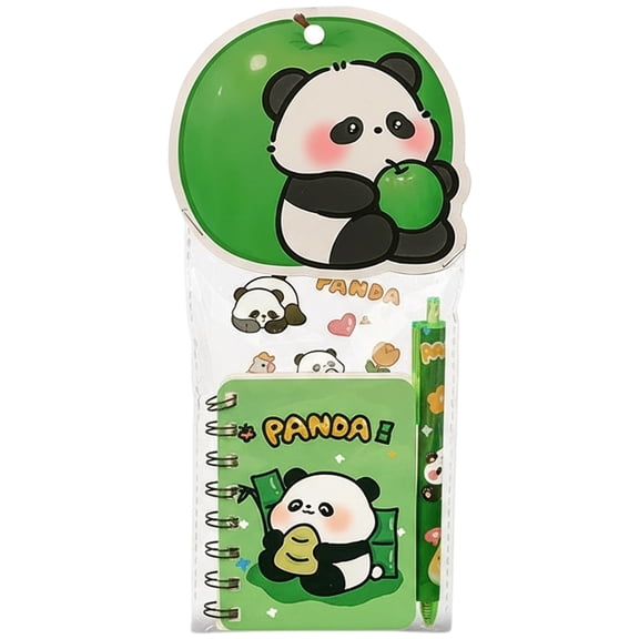Solivara Adorable Panda Themed Stationery Set Classroom Pack Pencils Erasers Notepads Stickers For Birthdays 5ml(A,4.8*9.92*0.59in)