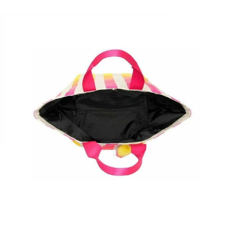 Victoria's Secret Women's Tote Beach Bag Weekender, Pink Striped