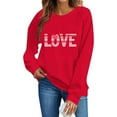 thumbnail image 5 of Valentines Sweatshirts Women Heart Printed Crewneck Plus Size Loose Holiday Red Top Sweet Valentine's Day Gifts (L, Red), 5 of 6