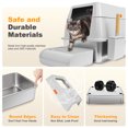 thumbnail image 5 of Stainless Steel Cat Litter Box with Lid, XL Extra Large Litter Box for Big Cats, Enclosed Removable Metal Litter Box with High Sided Enclosure & Scoop, Anti-Leakage, Non-Sticky, Easy Cleaning(Gray), 5 of 9