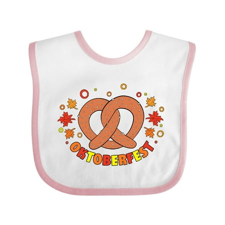 

Inktastic Oktoberfest with Pretzel and Leaves in Orange Red and Yellow Gift Baby Boy or Baby Girl Bib
