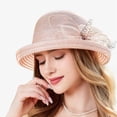thumbnail image 7 of XINPING Women's Mesh Floral Sun Hat, Elegant Wide Brim Hat with Floral Netting Detail for Weddings, Garden Parties and Summer Vacation, 7 of 7