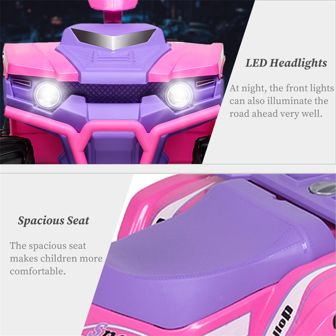 Private Jungle Kids ATV, 12V Battery Powered Electric Vehicle, Ride on Car 4 Wheeler Quad for Boys & Girls Gift, Ride on ATV with LED Lights, Music, Pink & purple, Unisex Private Jungle Kids ATV, 12V Battery Powered Electric Vehicle, Ride on Car 4 Wheeler Quad for Boys & Girls Gift, Ride on ATV with LED Lights, Music, Pink & purple, Unisex