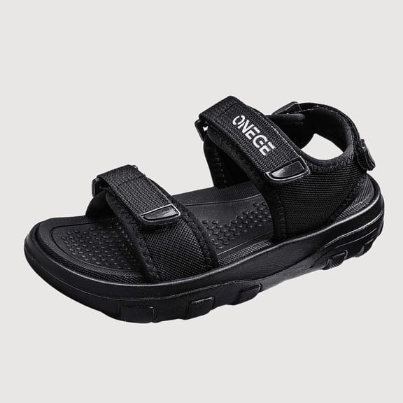 Gyujnb Boys Open Toe Sport Sandals Adjustable Strap Breathable Casual Outdoor Beach Shoes Flat Heel (Boys),8-9 Years