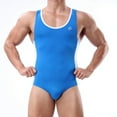 thumbnail image 6 of Oplxuo Men's Leotard Underwear Sexy Racer Back One-Piece Bodysuit Stretch Swimsuit Thongs Singlet Workout, 6 of 7