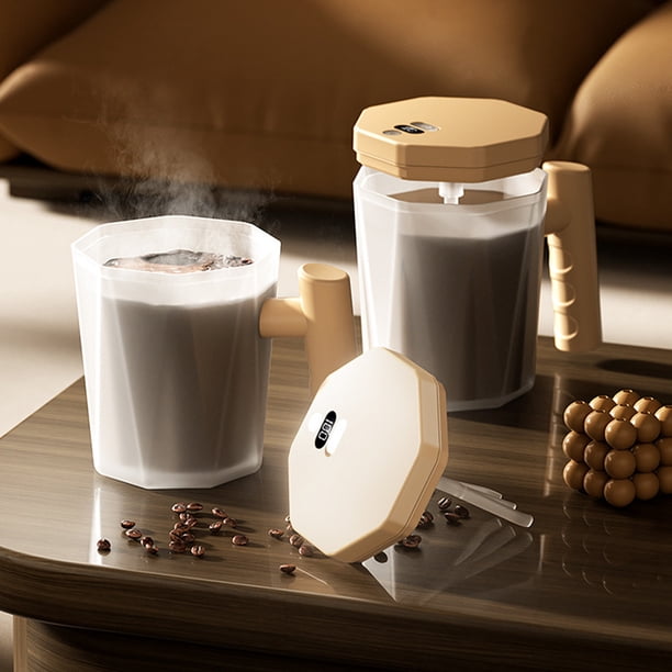 Taza mezcladora automática | Taza eléctrica recargable para batir | Agitador de alta velocidad para café, leche de soja, bebidas proteicas | Motor potente de 8000 RPM | Pantalla LED de energía | USB