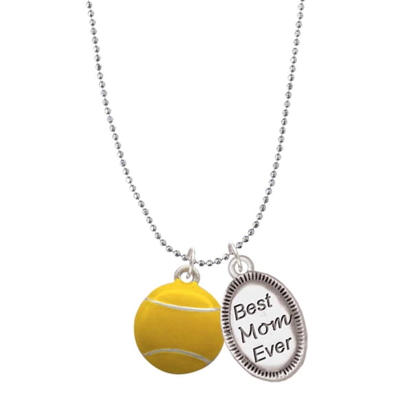 Delight Jewelry Silvertone Large Tennis Ball Best Mom Ever Charm Necklace