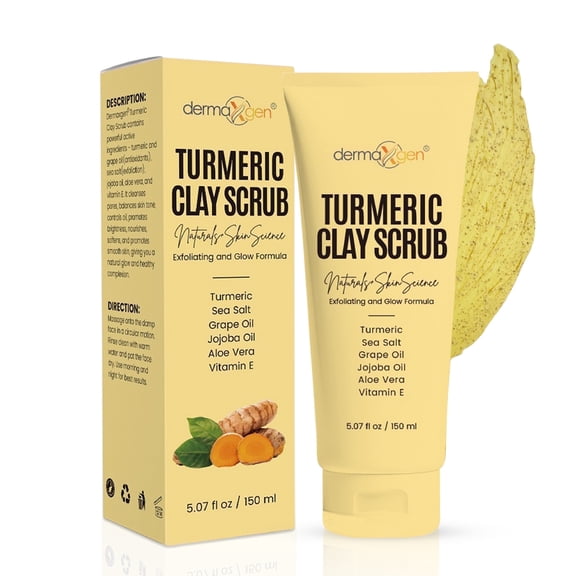 Dermaxgen Turmeric Clay Scrub – Exfoliating Face & Body Cleanser for a Fresh Glow