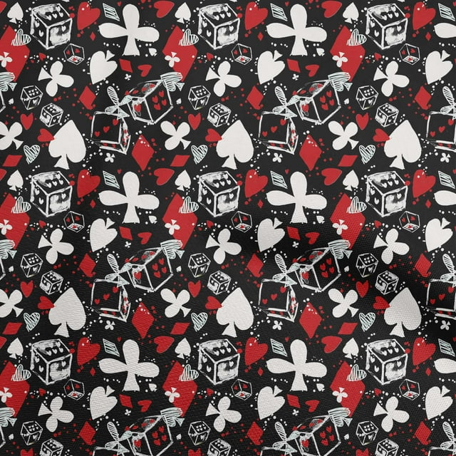 oneOone Silk Tabby Maroon Fabric Poker Card Fabric For Sewing Printed Craft Fabric By The Yard 42 Inch Wide