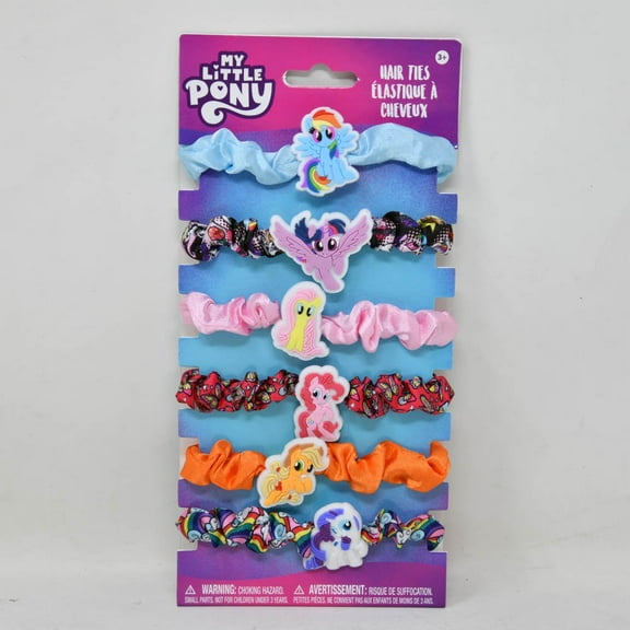 My Little Pony 6pk Scrunch Hair Elastics on Card, GIRLS