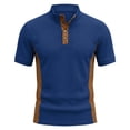 thumbnail image 3 of Men Tshirt Short Sleeve Crew Neck Henley T-Shirt Basic Blue Button Shirt Men Clothing, 3 of 4