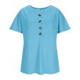 thumbnail image 5 of Xuyuer Womens Batwing Sleeve Tshirts Crew Neck Short Sleeve Buttons Tops Tee Basic Summer Blouse Loose Fit, 5 of 7