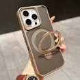 thumbnail image 2 of Magnetic Bracket Frosted Transparent Case For iPhone 16 Pro Max Fold Holder Cover For iPhone 16 Plus 15 14 13 Pro Hard Cases, 2 of 5
