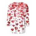 thumbnail image 2 of Valentine's Day Shirts for Women 3/4 Sleeve Spring Tops Love Hearts Print Crewneck Cute Casual Graphic Tee Tshirts (S, White 10), 2 of 5