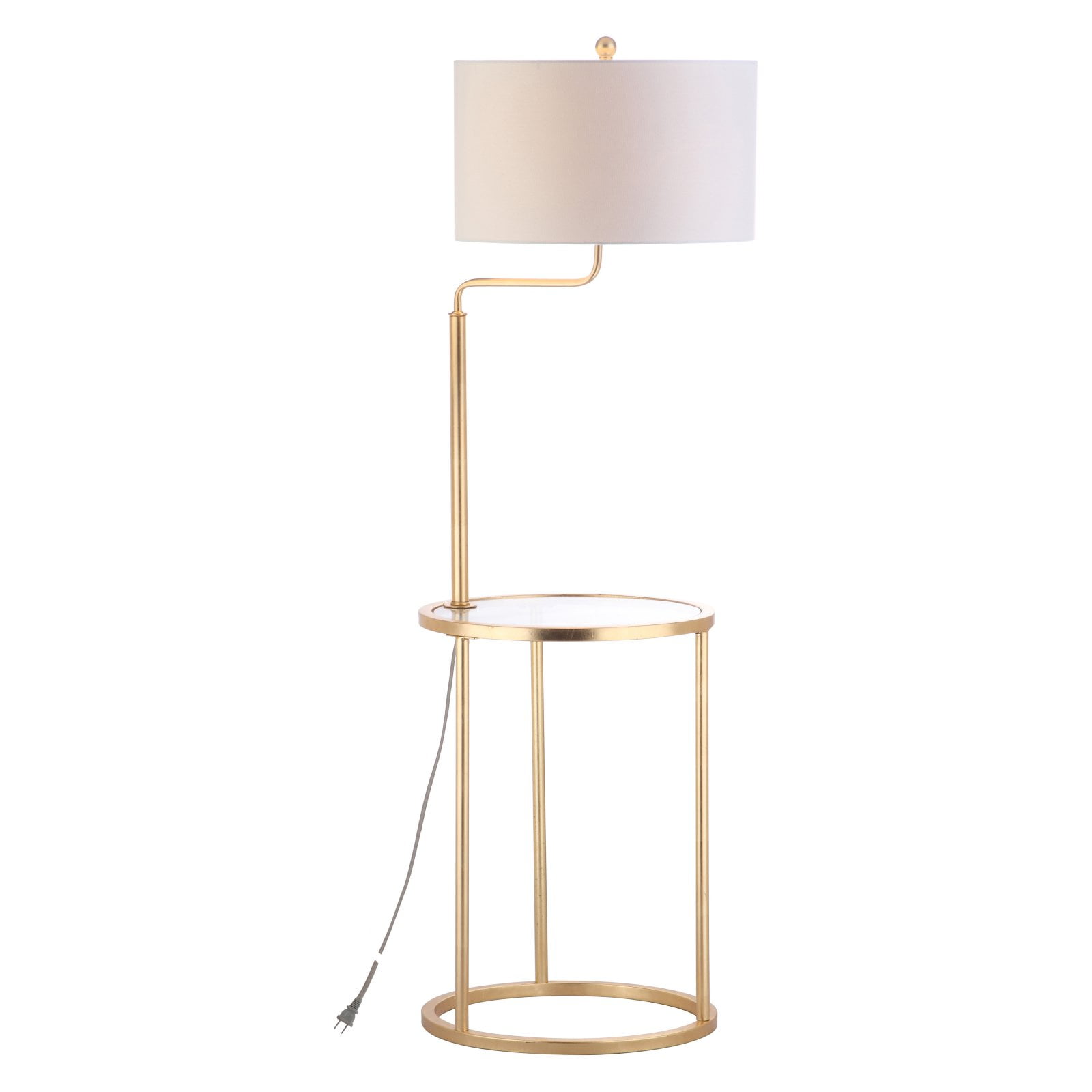 H Duo Floor Lamp Side Table Gold, Floor Lamp With Glass Table Attached