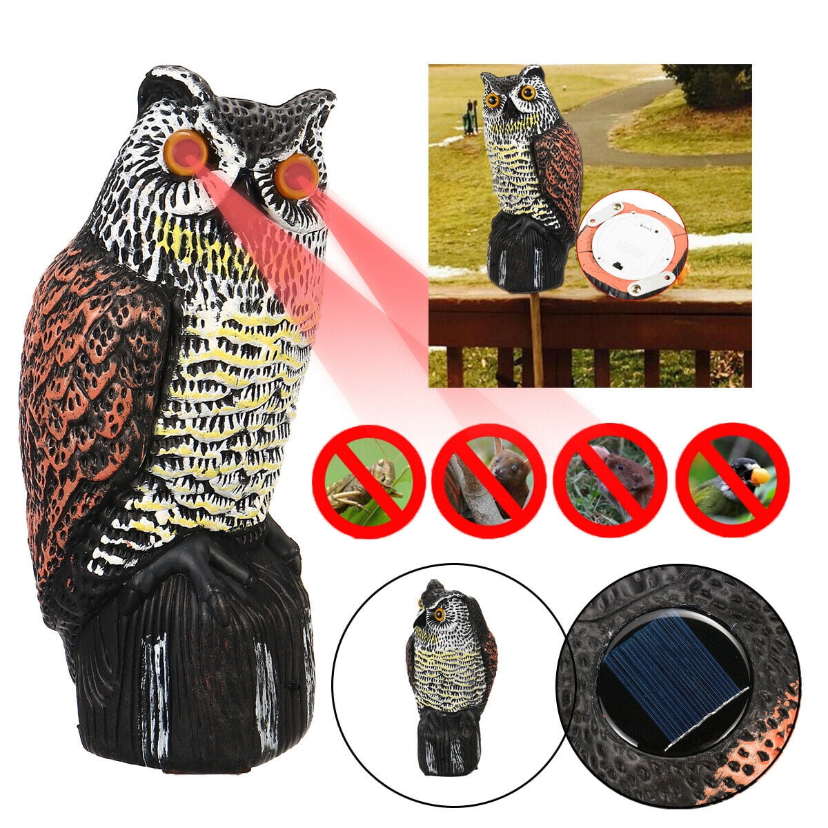 Owl Decoy Realistic Garden Yard Pest Repellent Bird Scarecrow Outdoor Decor US 
