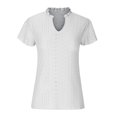 thumbnail image 5 of Giftesty Women Leisure Solid Short Sleeve V-Neck Blouses, 5 of 7
