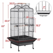 Alden Design Rolling Metal Large Bird Cage Parrot Cage with Stand Open Playtop