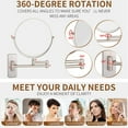 thumbnail image 3 of Wall Mounted Makeup Mirror 8 inch Nickel Finish Rotatable Magnifying Shaving Mirror Extendable Folding Cosmetic Bathroom Vanity Mirrors 5X /3X, 3 of 8