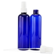 Cornucopia Brands 8oz Blue PLASTIC Spray Bottles w/ White Fine Mist Atomizers (6-Pack); for DIY Home Cleaning, Aromatherapy, Beauty Care