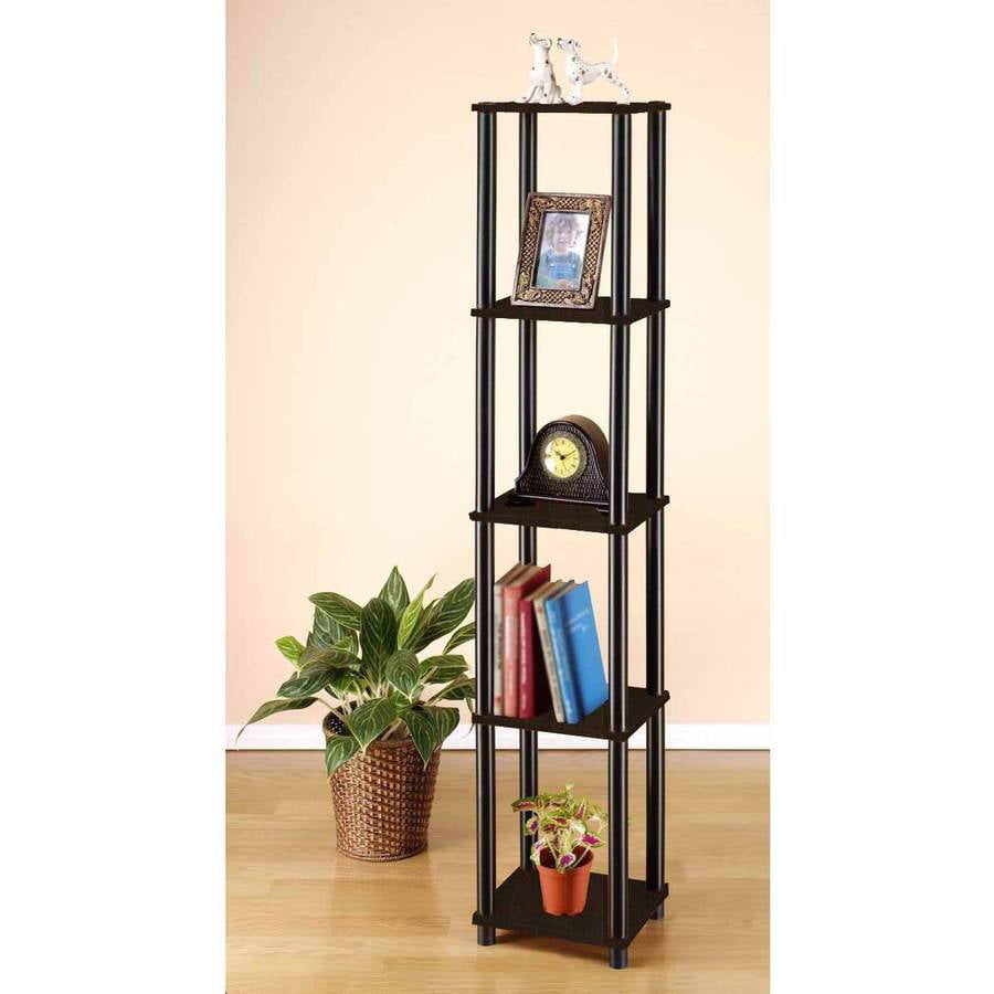 Furinno 99132 Turn-N-Tube 5-Tier No-Tools Corner Square Rack Display Shelf