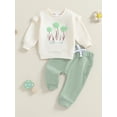 thumbnail image 2 of SUNSIOM Baby Girl Fall Clothes Floral Embroidered Long Sleeve Ruffled Sweatshirt Drawstring Pocket Long Pants Winter Outfit, 2 of 7